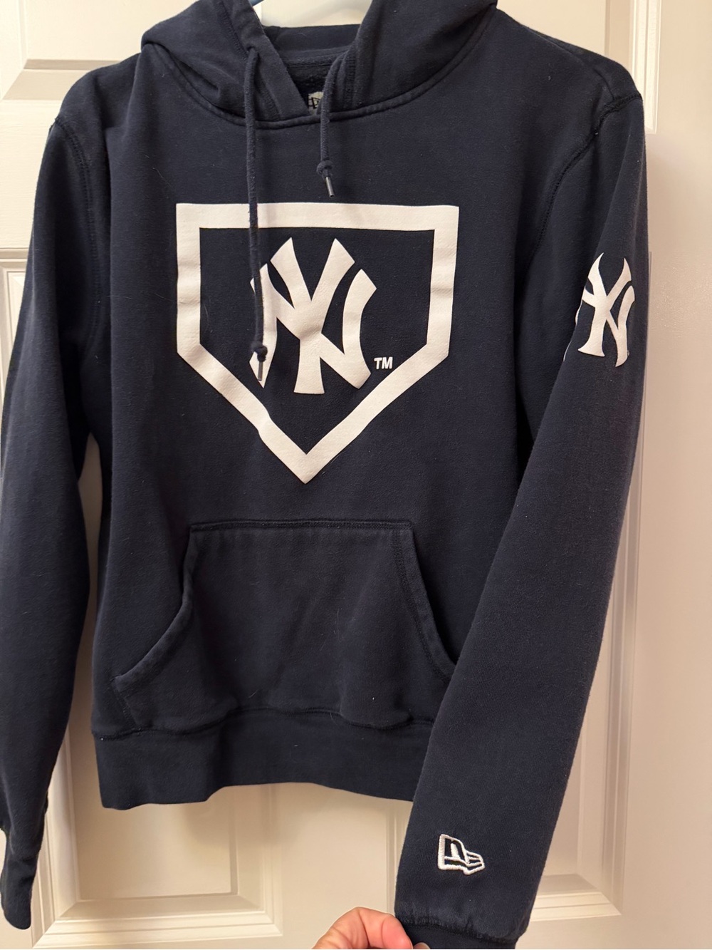 New Era Navy Hoodie with White NY Logo - Men's Pullover